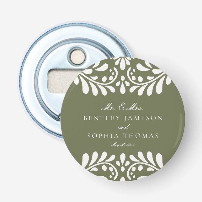 Green Talavera Tile Spanische Fiesta-Gastgeschenke Flaschenöffner (Vorderseite)