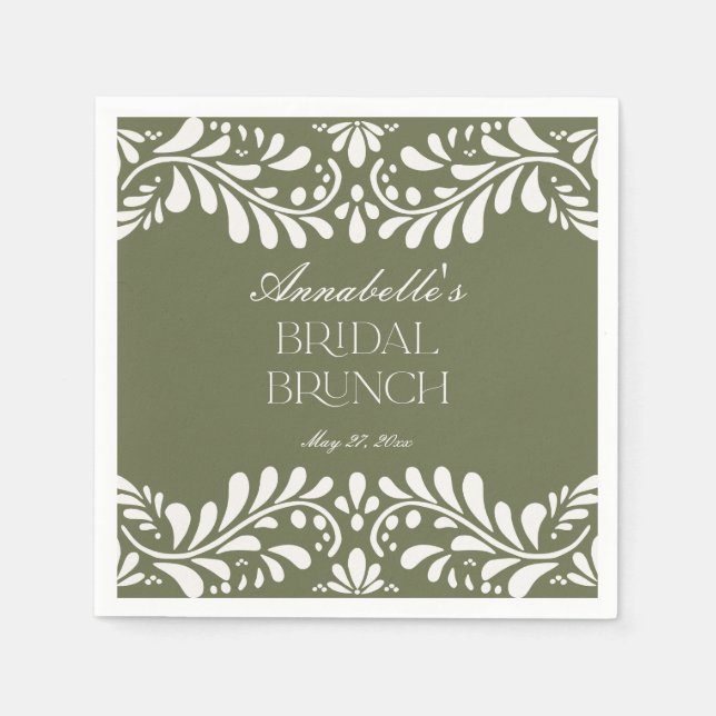 Green Talavera Tile Spanish Fiesta Bridal Brunch Serviette (Vorderseite)