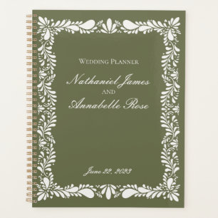 Green Talavera Tile Spanish Fiesta Floral Wedding Planer