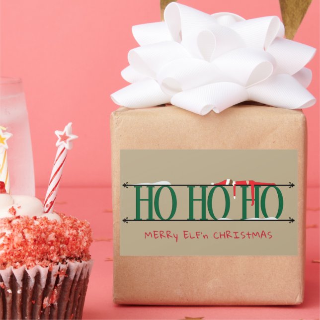 Green & Tan Elf Shenanigans Rechteckiger Aufkleber (Party)