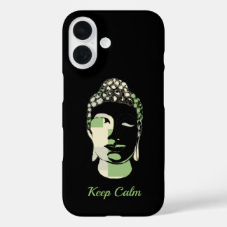 Green & Tan Squares handgezeichnete Buddha-Silhoue iPhone 16 Hülle