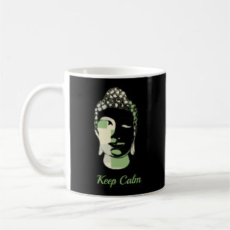 Green & Tan Squares handgezeichnete Buddha-Silhoue Kaffeetasse