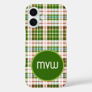 Green Tan Tartan Karierte benutzerdefinierte iPhon iPhone 16 Hülle