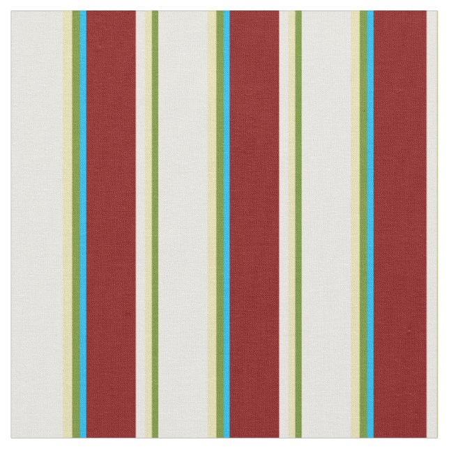 Green, Tan, White, Maroon und Deep Sky Blue Stoff (Nahaufnahme)