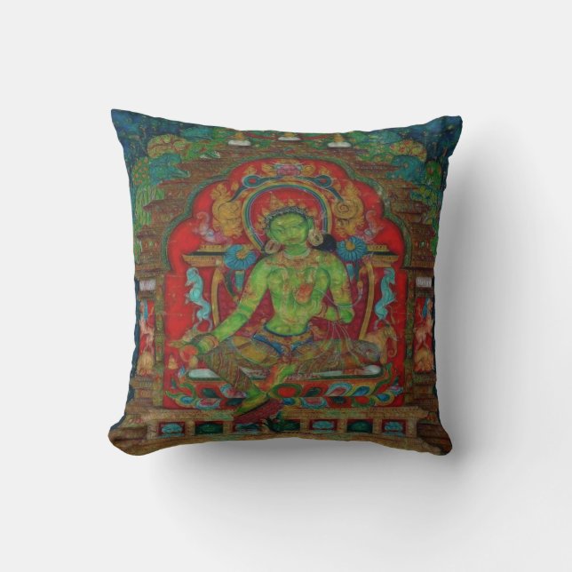 Green Tara aus dem tibetischen Buddhismus Kissen (Vorderseite)