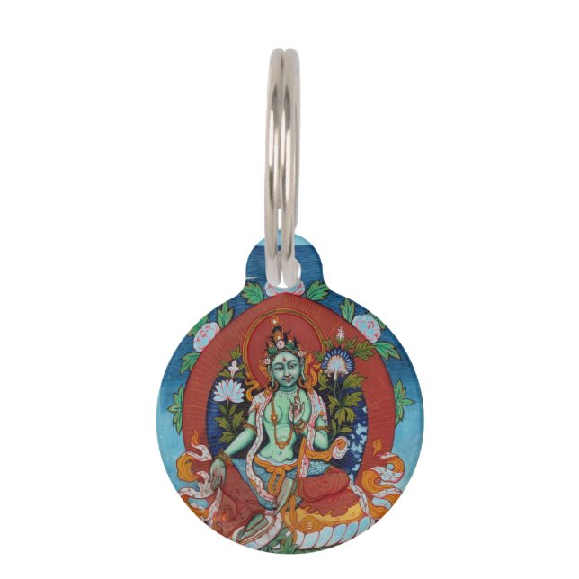 Green Tara Goddess of Mitgefühl Buddhist Haustiermarke (Vorderseite)