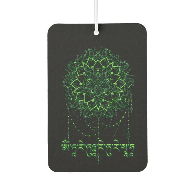 Green Tara Mantra In Tibetan Script With Mandala Autolufterfrischer (Vorderseite)