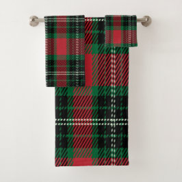 Green Tartan Bath Set