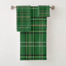 Green Tartan Bath Set