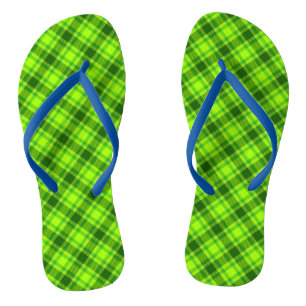 Green Tartan Checkered Kariert Pattern-57578 Flip Flops