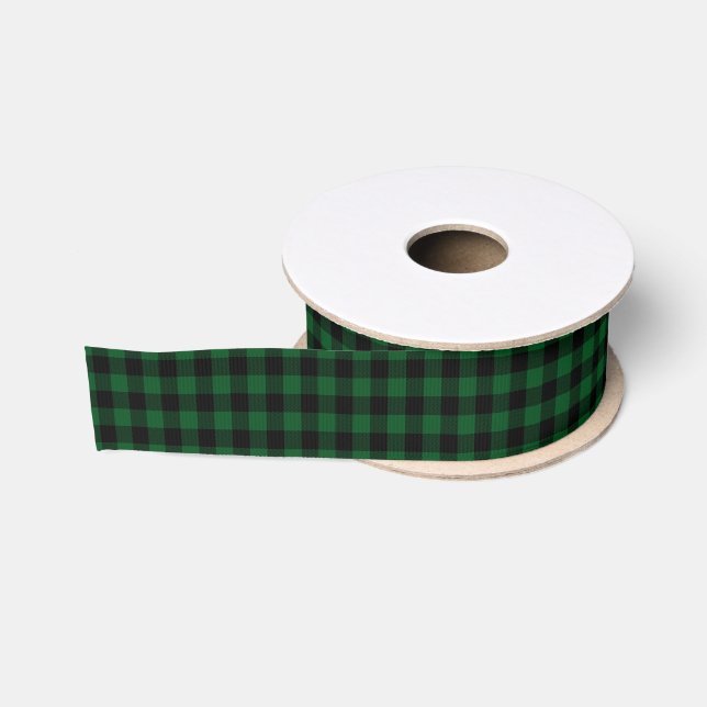 Green Tartan Christmas Ripsband (Spule)