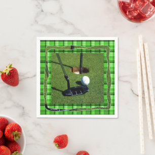 Green Tartan Golf Club Par, Paper Party Napkins Serviette