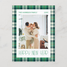Green Tartan Kariert Happy New Year Foto Postkarte
