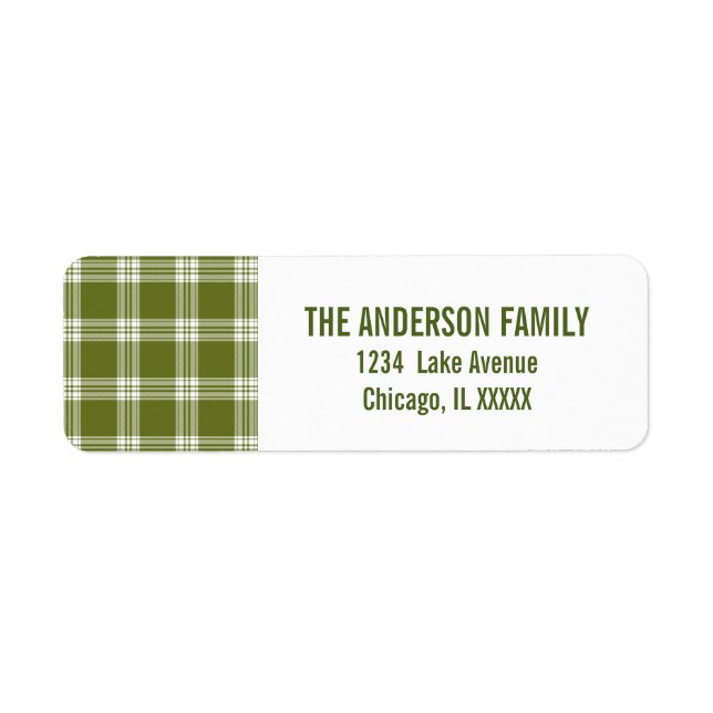 Green Tartan Karierte Weihnachtsadressen Labels (Vorne)