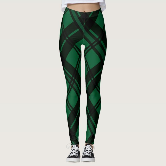 Green Tartan Muster Leggings (Vorderseite)