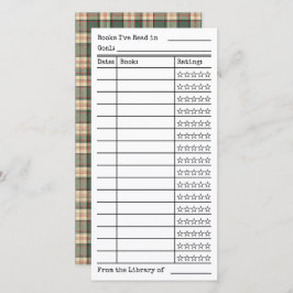 Green Tartan-Plaid Reading List Tracker Flat Card