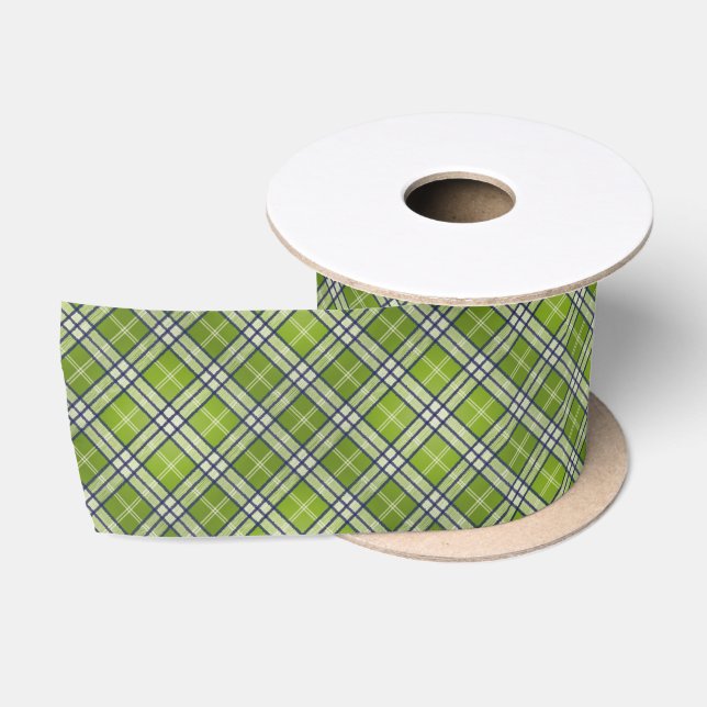 Green Tartan Satinband (Spule)