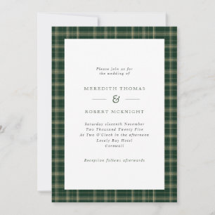 Green Tartan Scottish Winter Wedding Einladung