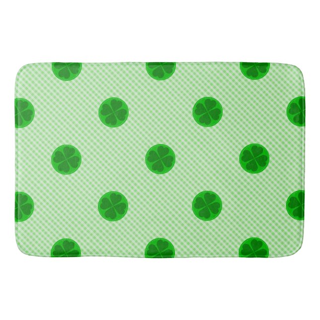 Green Tartan und Lucky Kleeblatt Pattern Badematte (Vorderseite)