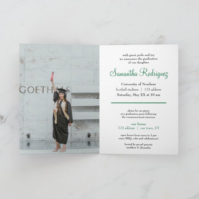 Green Tassel Graduation Announcement Einladung (Innenseite)