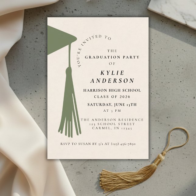 Green Tassel High School Graduation Party Einladung (Green Tassel High School Graduation Party Invitation)