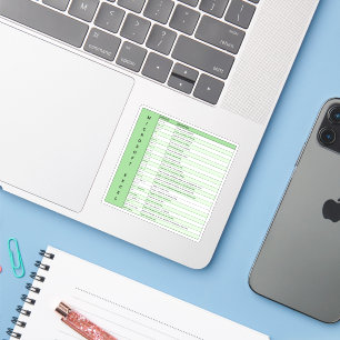 Green   Tastenkombinationen für Microsoft Excel-Wi Aufkleber