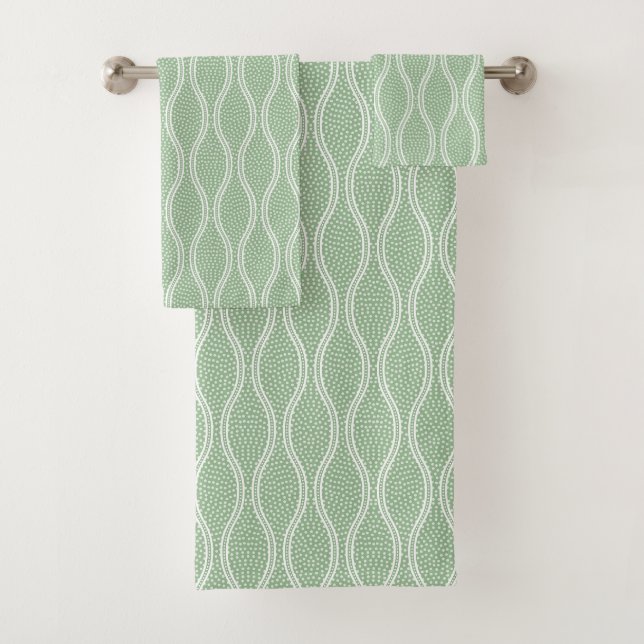 Green Tatewaku Same Komon Badhandtuch Set (Insitu)