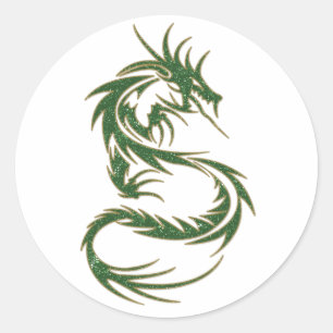 Green Tattoo Dragon Runder Aufkleber