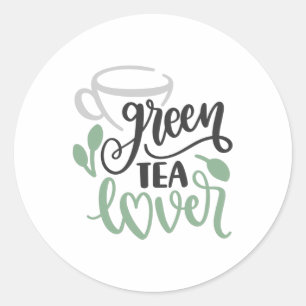 Green Tea Lover Runder Aufkleber