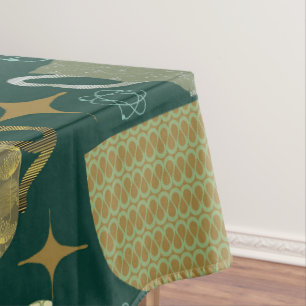 Green Teacup Muster Mitte des Jahrhunderts Tischdecke
