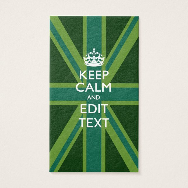 Green Teal Keep Calm And Your Text Union Jack (Vorderseite)