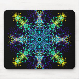Green Teal Psychedelic Bohemian Mandala Mousepad