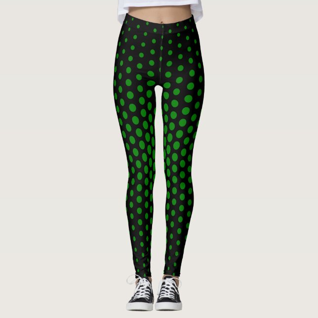 Green Techno Dot Muster Leggings (Vorderseite)