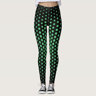 Green Techno Dot Muster Leggings