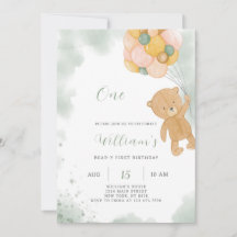 Green Teddy Invitation d'anniversaire