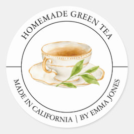 Green Tee Modern Label Runder Aufkleber