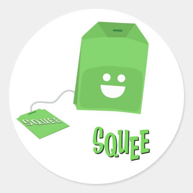 Green Tee Squee-Bag-Aufkleber Runder Aufkleber (Vorderseite)