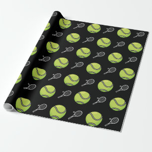 Green Tennis Balls und Rackets Athlete Sport White Geschenkpapier