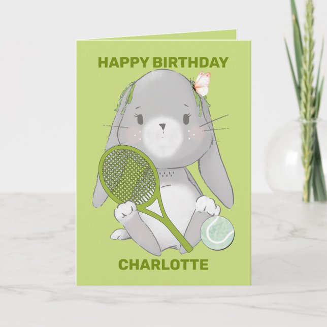 Green tennis bunny 2.0 carte personnalisable (Devant)