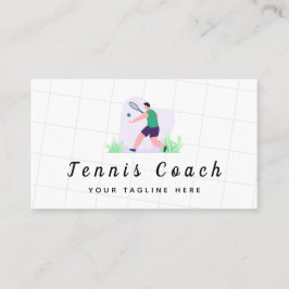 Green Tennis Coach Illustration Beruflich Sport Visitenkarte