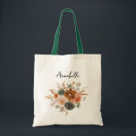 Green & Terra Cotta Floral Wedding Tragetasche<br><div class="desc">Geben Sie sich selbst,  sich als Braut,  und / oder Ihre Brautjungfrauen ein Geschenk einer Tasche,  um alle ihre Sachen auf Ihrem besonderen Tag tragen. Personalisieren Sie Ihre Namen und die Namen Ihrer Brautmädchen. Handgemalt,  Aquarell Grün & Terra Cotta Florals.</div>