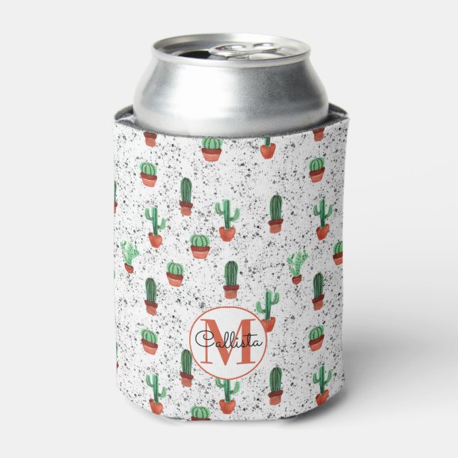 Green Terracotta Cactus Pots Spritzer Monogram Dosenkühler (Kanne Vorderseite)