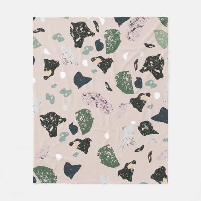 Green Terrazzo Muster Fleecedecke (Vorderseite)