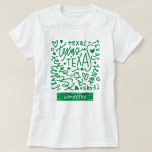 Green Texas Doodle Muster T-Shirt