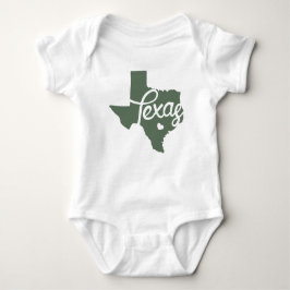 Green Texas Heart Baby Strampler