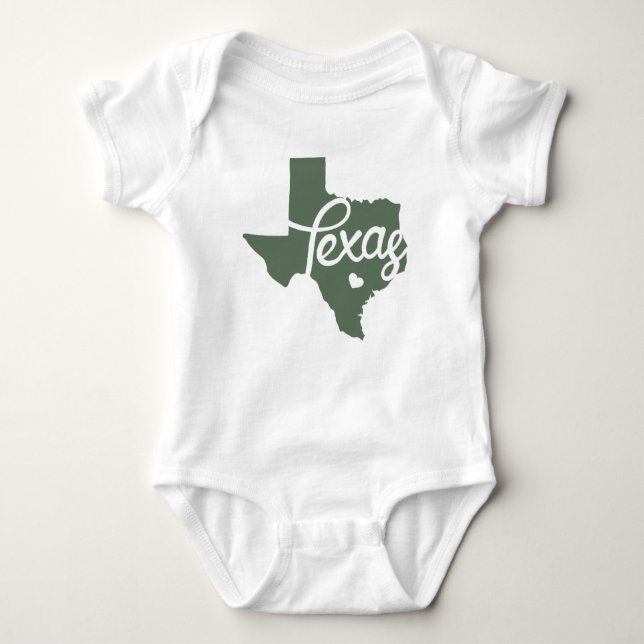 Green Texas Heart Baby Strampler (Vorderseite)