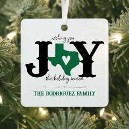 Green Texas JOY Foto Holiday Ornament Aus Metall