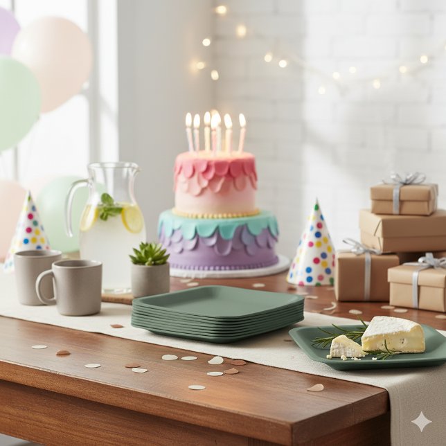 Green Textured 7" Square Paper Plate for Events Pappteller (Von Creator hochgeladen)