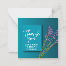 Green Thank You Card with Purple Floral Design Mitteilungskarte