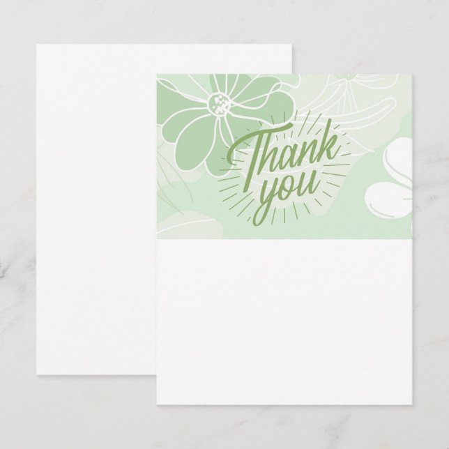 Green Thank You Note - Flat - Blank One Side Mitteilungskarte (Vorne/Hinten)
